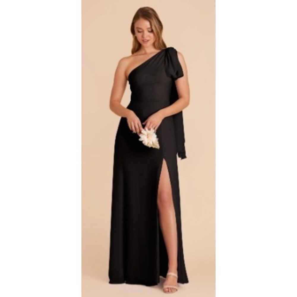 Birdy Grey Melissa Small Convertible Black Chiffon One Shoulder Bridesmaid Dress